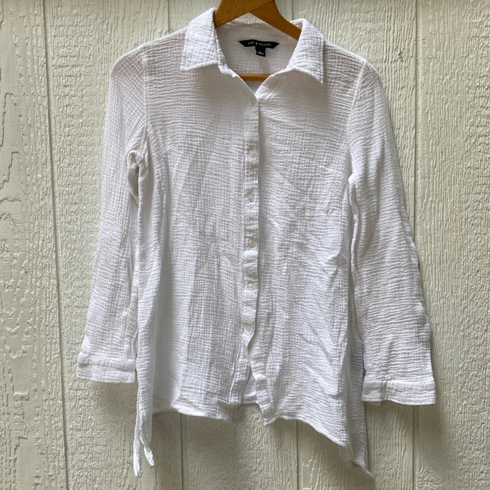 Gauze Cotton Long Sleeve Button Down Top